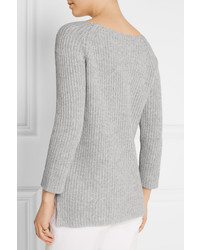 Michael Kors Michl Kors Collection Ribbed Cashmere And Cotton Blend Sweater Gray