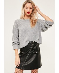 Missguided Grey High Neck Ribbed Sweater