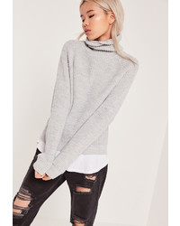 Missguided Grey Turtle Neck Cropped Sweater