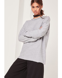 Missguided Seam Detail Sweatshirt Grey
