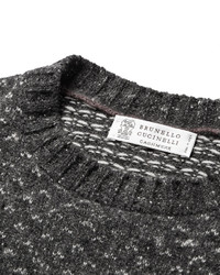 Brunello Cucinelli Mlange Panelled Wool Cashmere And Silk Blend Sweater