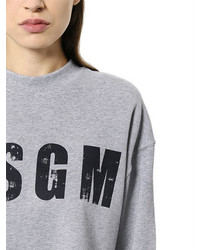 MSGM Logo Cropped Cotton Jersey Sweatshirt