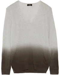 Theory Ombr Cashmere Sweater Light Gray