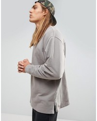 Asos Oversized Longline Sweatshirt With Side Zips In Gray
