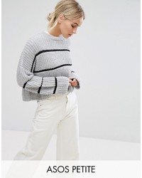 Asos Petite Petite Chunky Sweater With Contrast Ladder Stitch