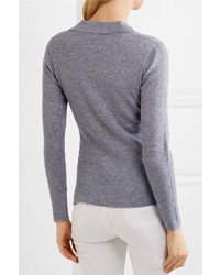 Frame Ribbed Wool Blend Sweater Light Gray
