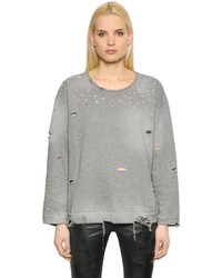 RtA Destroyed Cotton Jersey Sweatshirt