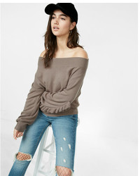 Express Ruffle Sleeve Off The Shoulder Sweater