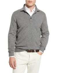 Brunello Cucinelli Solomeo Wool Blend Polo Sweater