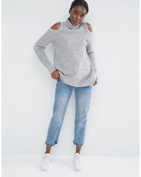 Asos Sweater In Rib With Cold Shoulder