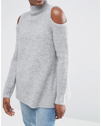 Asos Sweater In Rib With Cold Shoulder