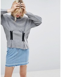 Asos Sweater In Rib With Corset Front Detail