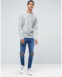 Asos Sweater With Lightning Bolts In Fluffy Yarn