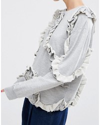 Asos Sweatshirt With All Over Frill Detail