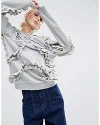 Asos Sweatshirt With All Over Frill Detail