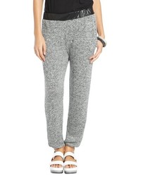 RD Style Black And Grey Stretch Faux Leather Trim Sweatpants
