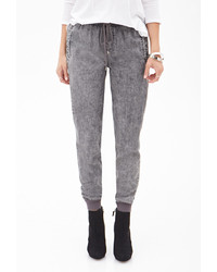 Forever 21 Contemporary Mineral Wash Denim Joggers