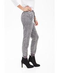 Forever 21 Contemporary Mineral Wash Denim Joggers