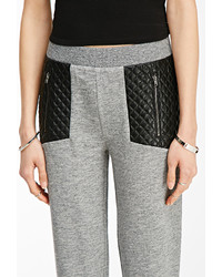 Forever 21 Faux Leather Paneled Sweatpants