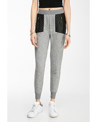 Forever 21 Faux Leather Paneled Sweatpants