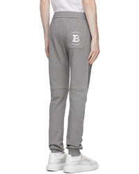Balmain Grey Cotton Logo Lounge Pants