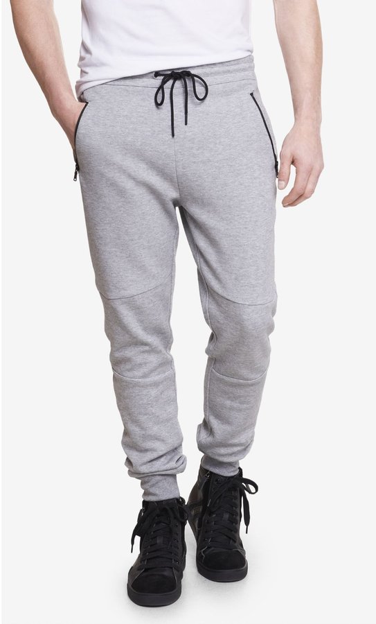 Express Jogger Heather Gray Double Knit Pant, $79 | Express | Lookastic