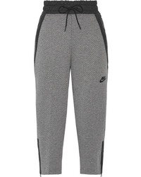 Nike Shell Trimmed Tech Fleece Cotton Blend Track Pants Gray