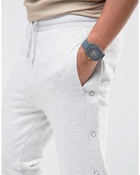 Asos Skinny Joggers With Side Poppers In Gray Marl