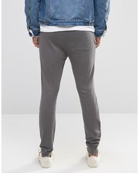Asos Super Skinny Joggers With Knee Rips In Charcoal