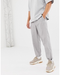 ASOS WHITE Tapered Joggers In Flat Grey Nylon With Belt