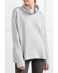 Varley Clet Zip Embellished Stretch Cotton Blend Jersey Sweatshirt