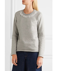 Comme des Garcons Comme Des Garons Comme Des Garons Jupe By Jackie Faux Pearl Embellished Cotton Terry Sweatshirt Gray