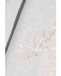 Needle & Thread English Rose Embroidered Cotton Blend Jersey Sweatshirt Light Gray