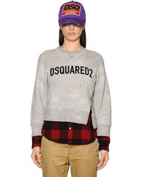 Dsquared2 Flocked Logo Cotton Jersey Sweatshirt