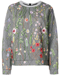 Odeeh Floral Embroidery Quilted Sweatshirt