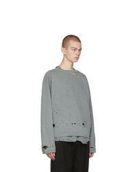C2h4 Grey Agitator Distressed Layered Sweatshirt