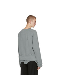 C2h4 Grey Agitator Distressed Layered Sweatshirt