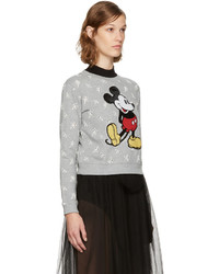 Marc Jacobs Grey Shrunken Broderie Anglaise Mickey Mouse Sweatshirt