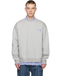 Ader Error Grey Stitched Logo Crewneck Sweater