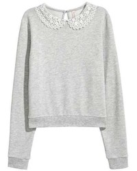 H&M Lace Collared Sweatshirt
