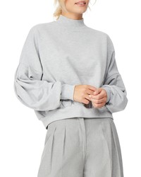 Habitual Mock Neck Crop Cotton Blend Sweatshirt