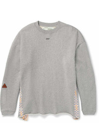 Off-White Oversized Tape Trimmed Mlange Cotton Jersey Sweatshirt