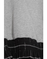 3.1 Phillip Lim Paneled Plaid Cotton Jersey Sweatshirt Light Gray
