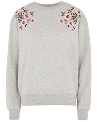 Topshop Petite Embroidered Sweatshirt