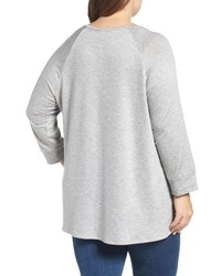 Bobeau Plus Size Lace Trim Sweatshirt