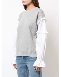 Derek Lam 10 Crosby Ruffle Sweatshirt With Contrast Sleeves