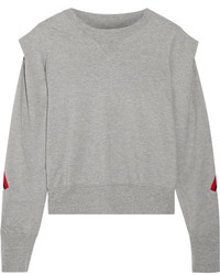 Facetasm Striped Wool Trimmed Cotton Jersey Sweatshirt Gray
