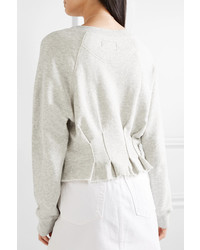 Current/Elliott The Pintucked Frayed French Cotton Terry Sweatshirt