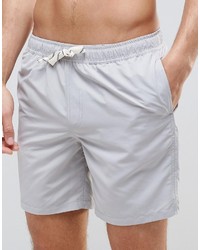 Asos Brand Swim Shorts In Gray With Drawcord Detail In Mid Length