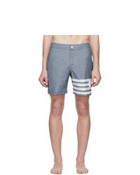 Thom Browne Grey Snap Front 4 Bar Swim Shorts